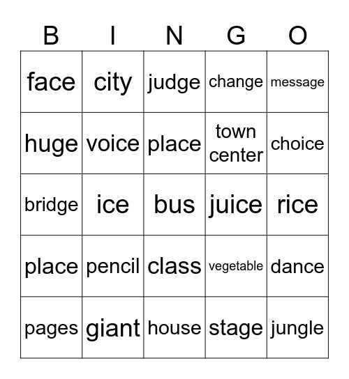 Sheet 1 Bingo Card
