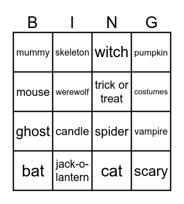 Halloween Bingo Card