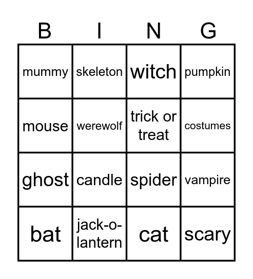 Halloween Bingo Card