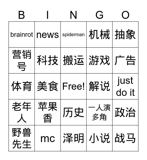 hmhm Bingo Card