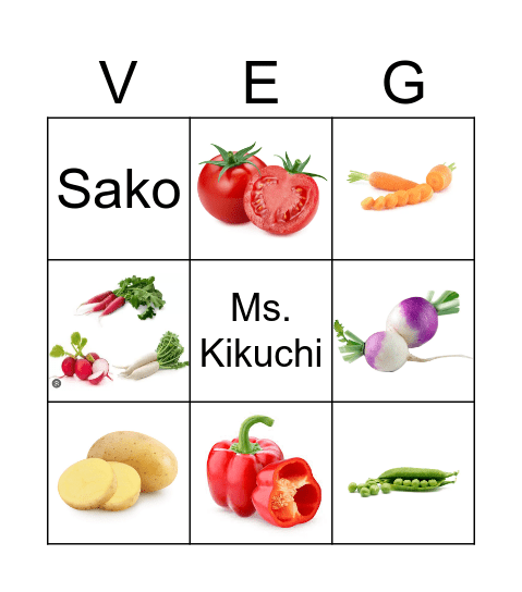 VEGETABLES Bingo Card