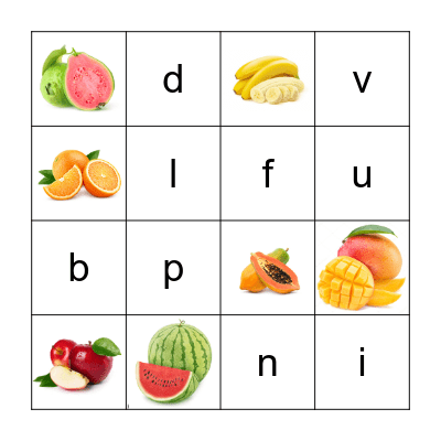 FRUITS Bingo Card