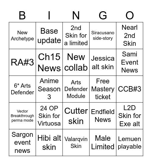 Untitled Bing Bingo Card