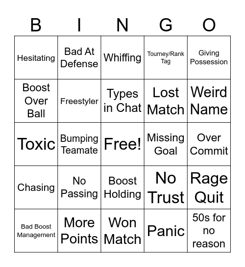 Bad Randoms Bingo Card