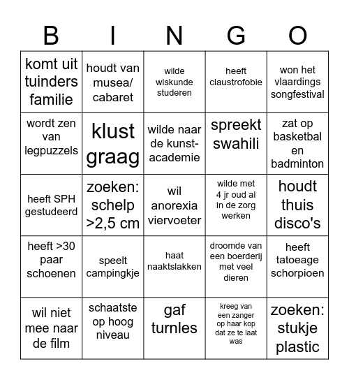 Wandelbingo! Bingo Card