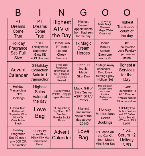 Magic Holiday Bingo 2024 Bingo Card