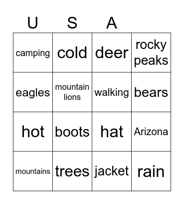 MOUNTAINS Bingo Card