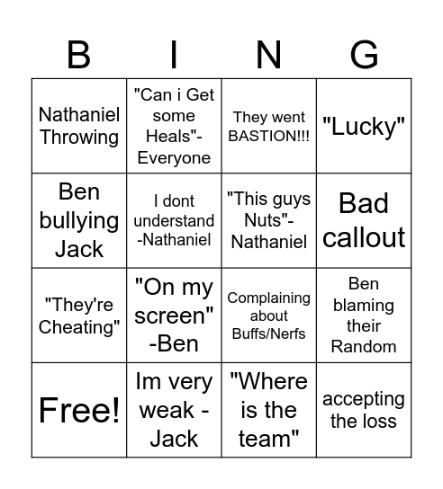 Overwatch Bingo Card