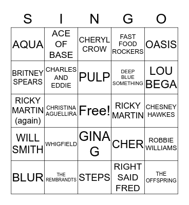 ROUND FOUR Bingo Card