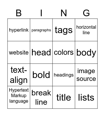 HTML and CSS Bingo Card