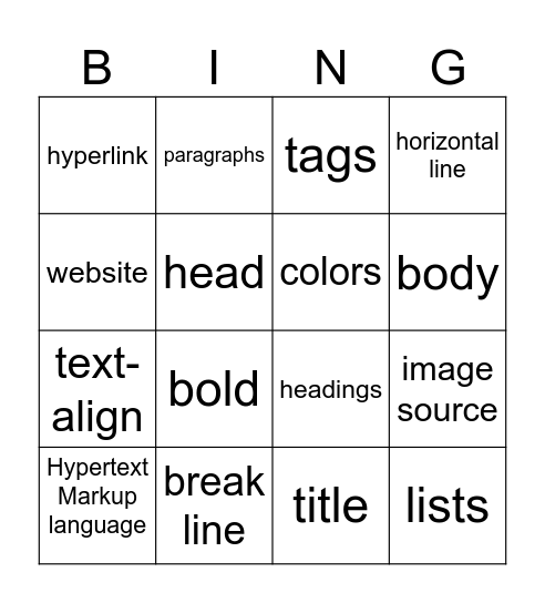 HTML and CSS Bingo Card