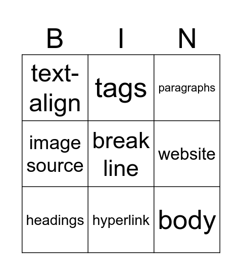 HTML and CSS Bingo Card