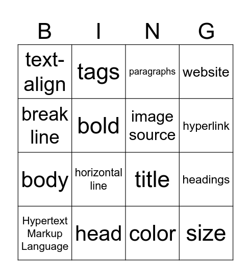 HTML and CSS Bingo Card