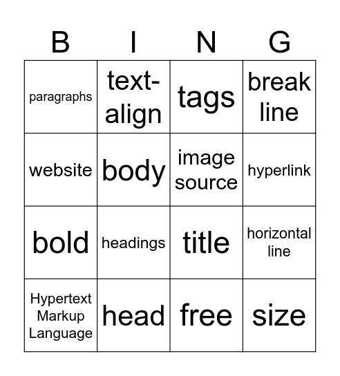 HTML and CSS Bingo Card