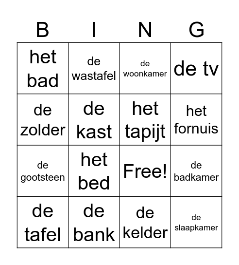 Het huis Bingo Card