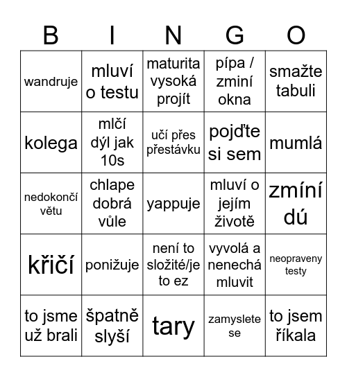 Kyzlink bingo v5 Bingo Card