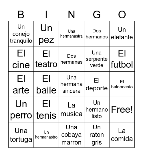 Mi vida Bingo Card