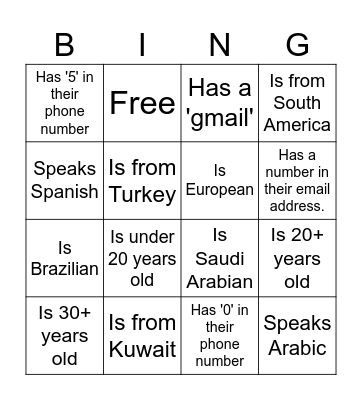 Find someone who... Bingo Card