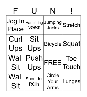 Fitness Bingo! Bingo Card