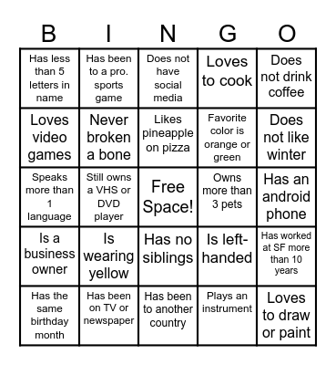 State Farm Meet & Greet Bingo Card