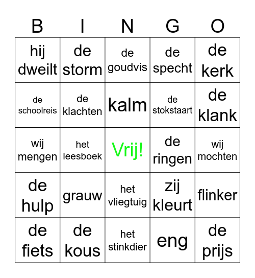 Thema 2 Groep 4 Bingo Card