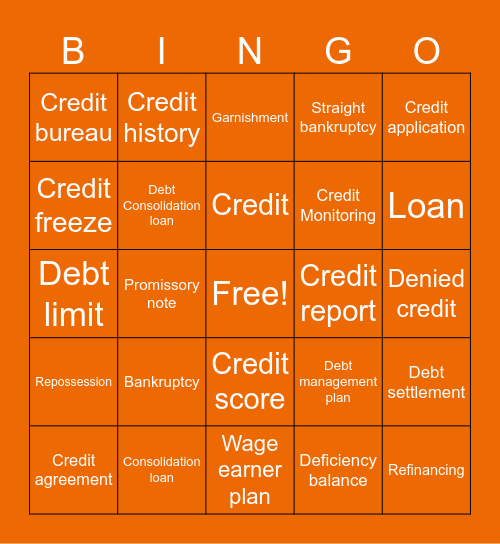 Building and Maintaining Good Credit Bingo Card