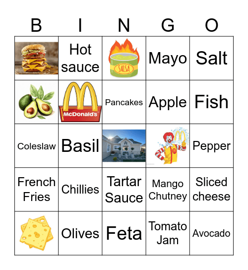 Burger Bingo Night Bingo Card