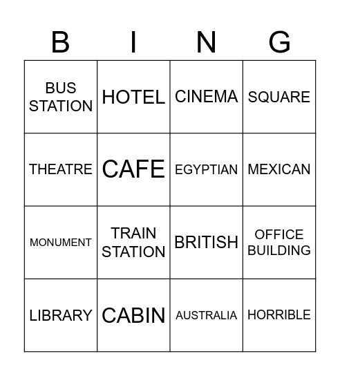 BINGO Card