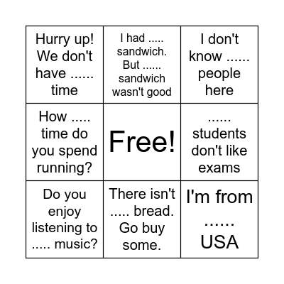 BINGO - UNIT 1 Bingo Card
