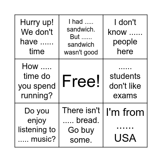 BINGO - UNIT 1 Bingo Card