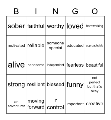 Affirmations Bingo Card