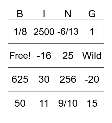 Module 2, Lesson 8 Square Roots Bingo Card