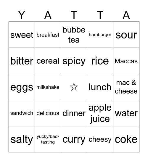 Year 7 - Food & Drinks Vocab Bingo Card