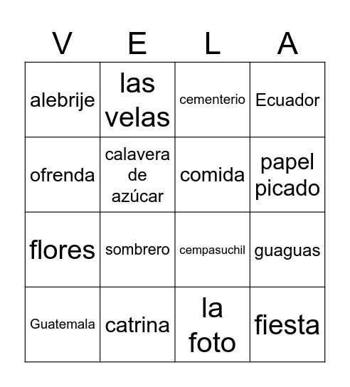 DIA DE LOS MUERTOS Bingo Card