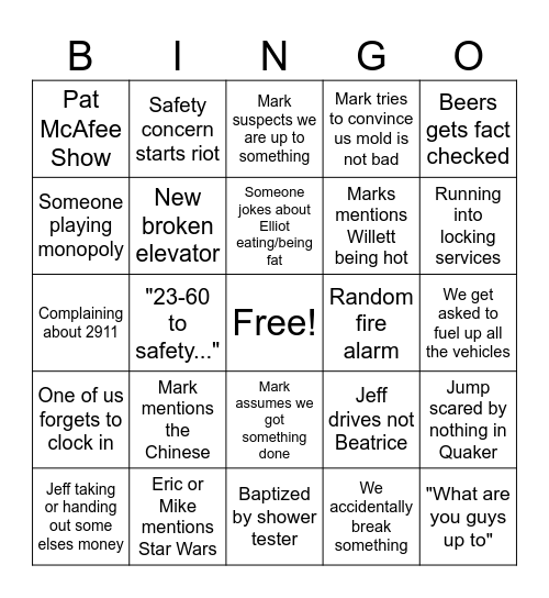 EOHS Bingo Card