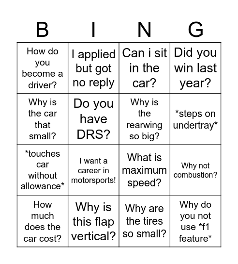 TUfast Bullshit Bingo Card