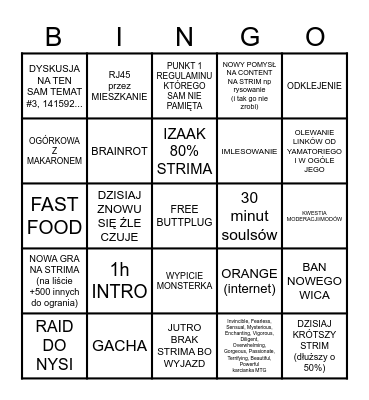 Imles strim Bingo Card