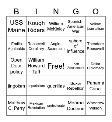 Imperialism Bingo Card