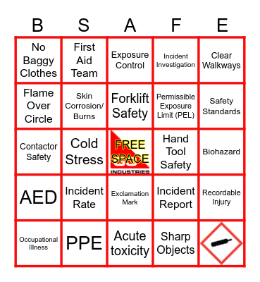 Safety Symbol Bingo Card