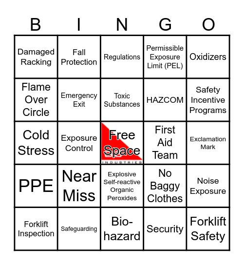 Safety Symbol Bingo Card