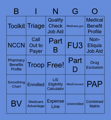 Medicare Advantage Bingo Card