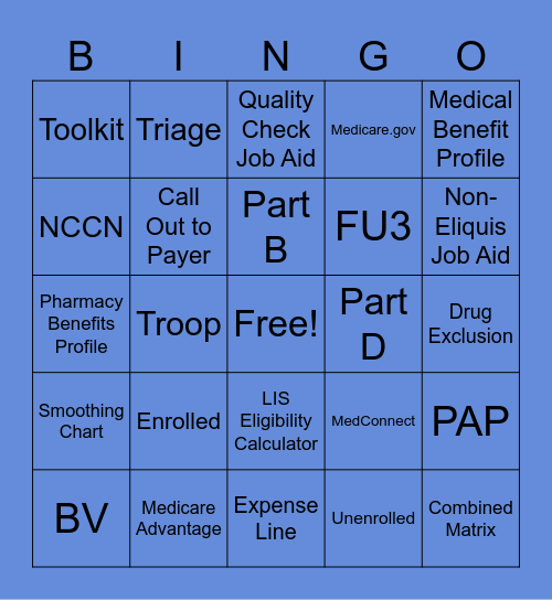 Medicare Advantage Bingo Card