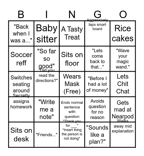 Ms. Madden Bingo Card