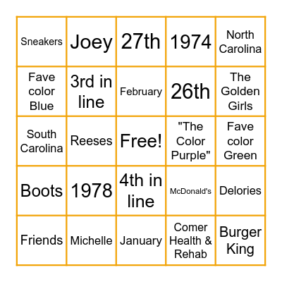Birthday Behavior Bingo Card