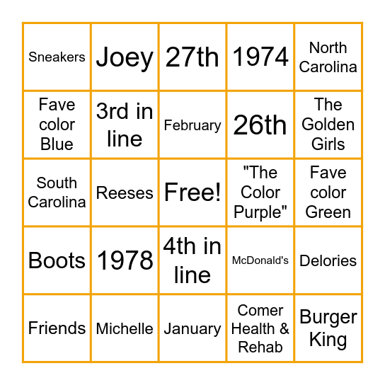 Birthday Behavior Bingo Card