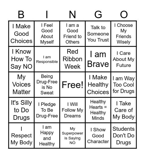 Red Ribbon Week BINGO Card