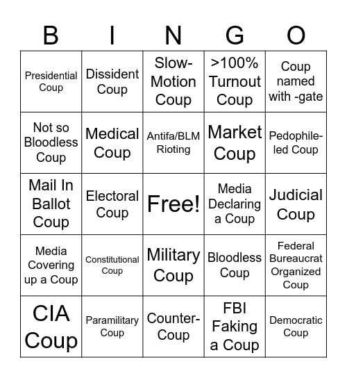 Coup Bingo Card