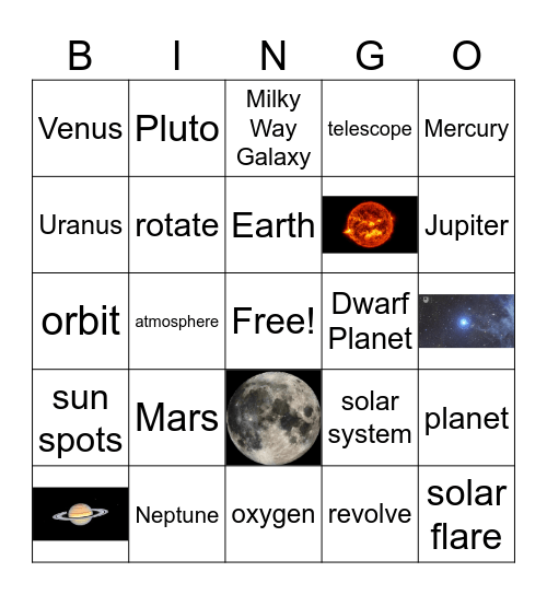 Planets Bingo Card