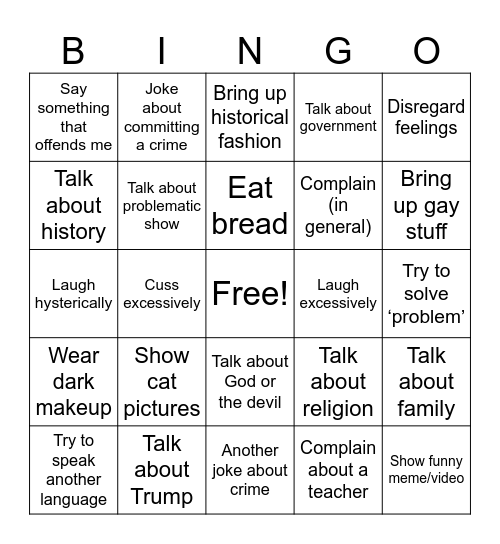 Jocelyn Bingo Card