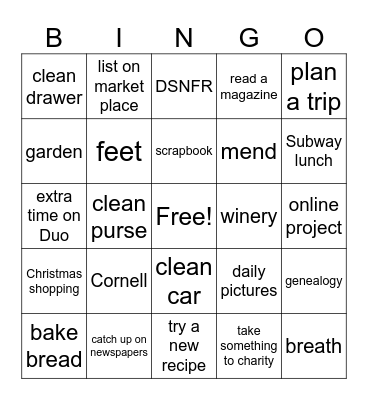 October Bingo Card